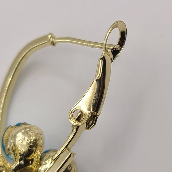 Brand New Exquisite Blue Opal Flower Earrings - Picture 4 of 7